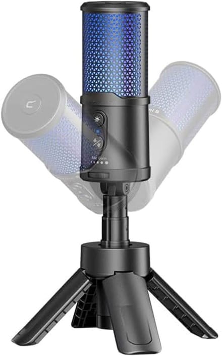 USB Condensator Microfoon - Streaming Microfoon Opname - Gaming Podcasting Zang - AI Ruisonderdrukking RGB - 23 x 5.6 cm