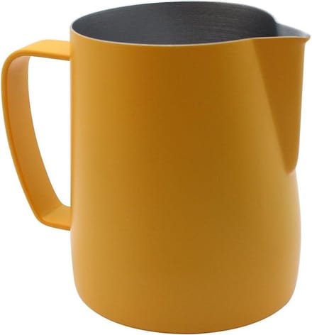 Kruik Geschikt voor Koffie Latte Opschuimen van Melk 350 ml Wit-Geel