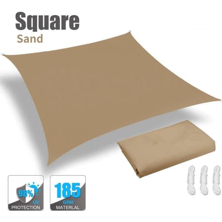 Zonnescherm Zeil 3*3M/3.6*3.6M Waterdicht Vierkant Luifel Zonwering UV Blok Kampeertarp Luifel Terrasoverkapping Buiten Multifunctioneel 2x2M