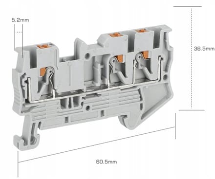 COSMO ZUG Serie - DIN Rail Connector - 3 Poles - 2.5 TWIN - Blauw