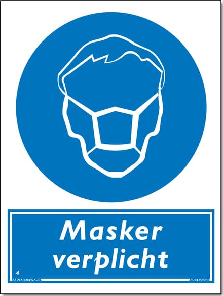 Masker verplicht bord - Aluminium - 30 x 40 cm