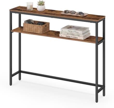 VASAGLE - Console Tafel - Haltafel - Smal Ontwerp met 2 Planken - Voor Hal Woonkamer Slaapkamer