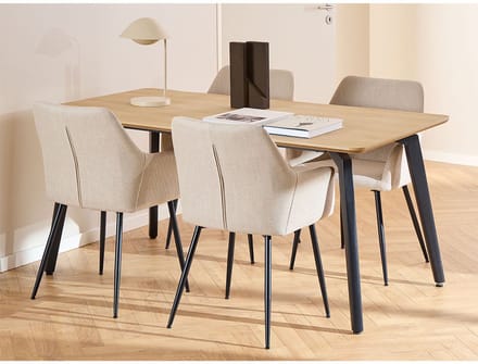 Cadiz eethoek tafel met 4 stoelen natuur, beige.