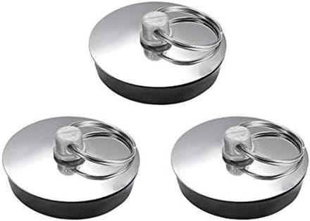 Gootstop set - Badstop Afvoerstop - Water Dicht Maken - Met Ophangring - 3 stuks - Zwart