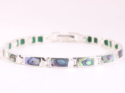 Hoogglans zilveren armband met abalone schelp