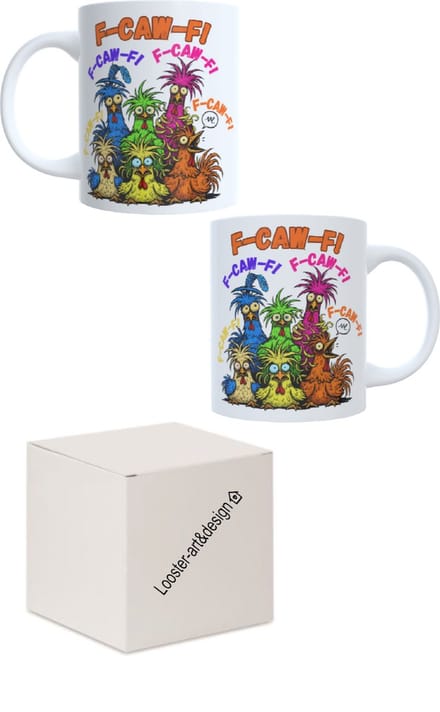 Koffie beker - thee mok afbeelding grappig kip - tekst - f-caw-f