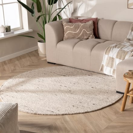NATURL. Rond wollen vloerkleed - Feline Wit/Gemeleerd | Isolerend - Ø 280cm