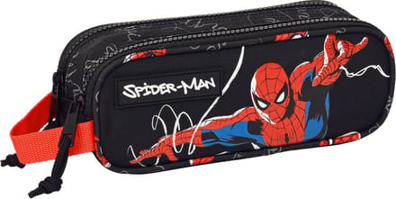 Pennenetui met 2 vakken Spiderman Hero Zwart (21 x 8 x 6 cm)