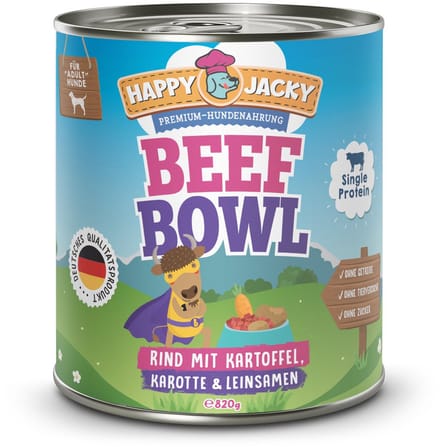 HAPPY JACKY Mono 6x820gD - Rundvlees met aardappel, wortel & lijnzaad