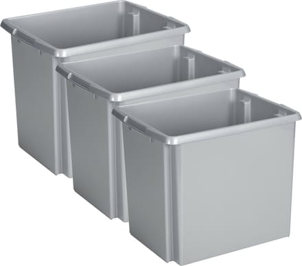 Sunware Opslagbox Nesta - 3x - kunststof - 45L - grijs - 45 x 36 x 36 cm - stapelbaar