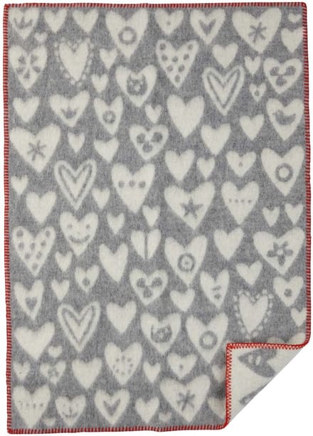 Wiegdeken lamswol Baby Heart grijs- 65x90cm