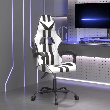 vidaXL - Gamestoel - kunstleer - wit - en - zwart