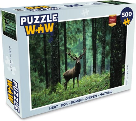 Puzzel Hert - Bos - Bomen - Dieren - Natuur - Legpuzzel - Puzzel 500 stukjes