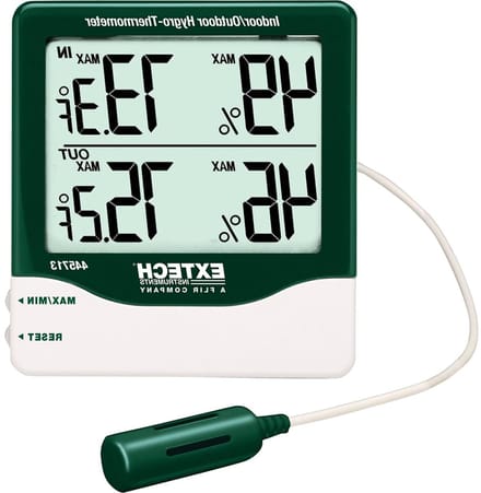 Hygro-thermometer - Weerstation Binnen Buiten - Klimaat Meten - Simultane Weergave - Max Min Reset - Groen Wit