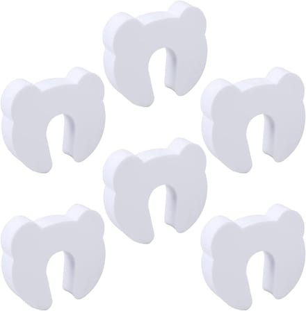Deurstoppers Beren - Schuimrubber Stoppers - Kinderbeveiliging - Geen Lijm Boren - 6 Stuks - Wit