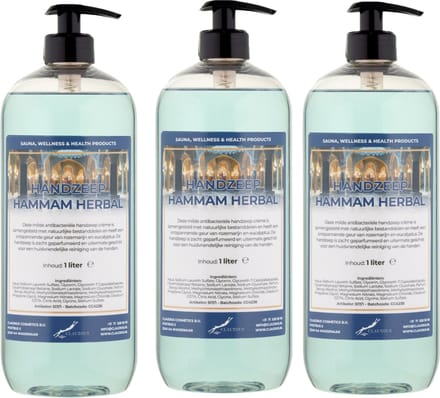 Handzeep Hammam Herbal 1 liter - met gratis pomp - set van 3 stuks
