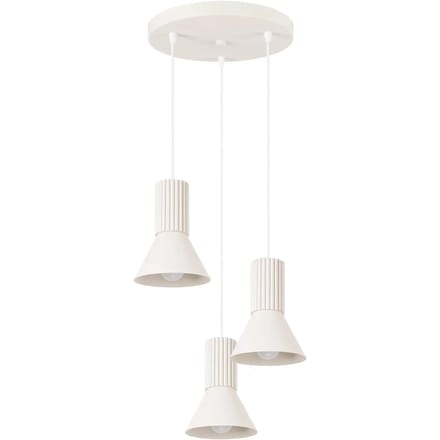 Hanglamp ESTRIA 3P met 3 geribbelde kappen in cluster - Sollux Lighting - IP20 - Beige staal/aluminium behuizing - 30 x 30 x 120 cm - 3 x E14 LED, exclusief lichtbron - 3 x 10 W - Industriële hanglamp voor woonkamer, slaapkamer en eetkamer