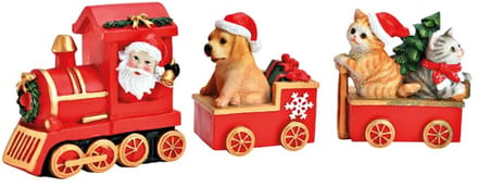 Kerst treinset van 3, gemaakt van poly (B/H/D) 34x14x10cm