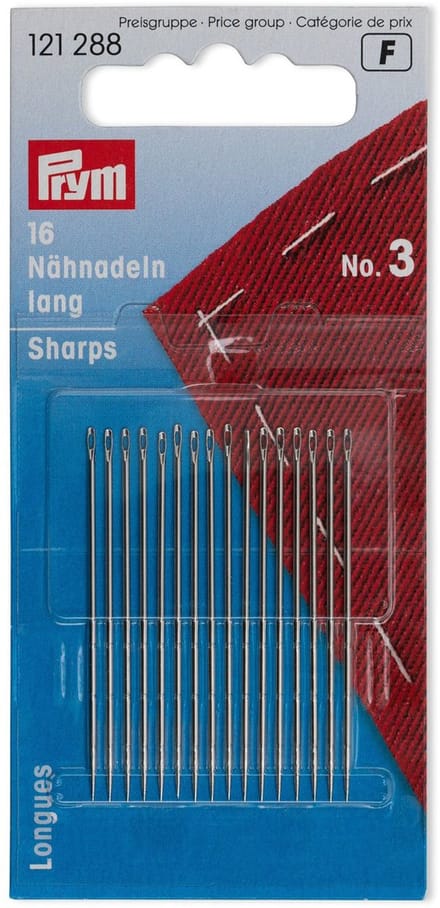 Naainaalden lang staal No. 3 0,90x44 mm 16 st.