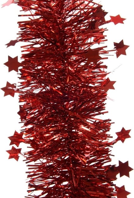 Feestslinger sterren rood 10 x 270 cm - Guirlande folie lametta - Slinger versieringen