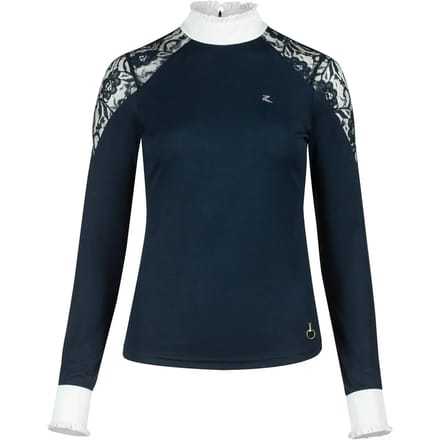 Polo met lange mouwen met kant voor dames Horze Sylvie