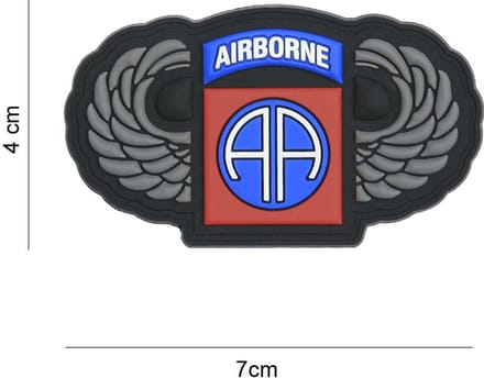 Embleem 3D PVC 82nd Airborne zilveren wings