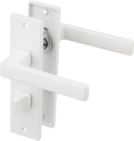 Ostiumhome® - Deurbeslag- Deurklink op kort schild met WC Slot 64 mm- Wit - Arezzo