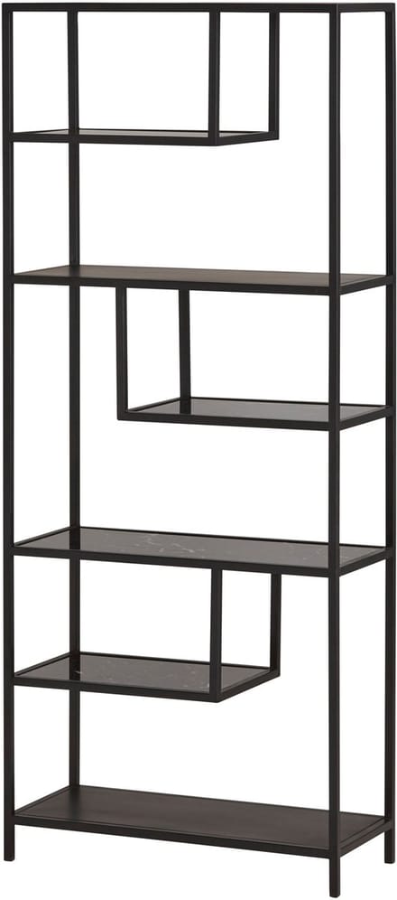 Wandkast Rek Marmer Glas Metaal Zwart Modern 190 cm