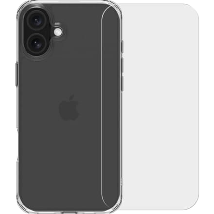 BlueBuilt Protective Back Cover iPhone 16 Plus Transparant + Screenprotector Glas
