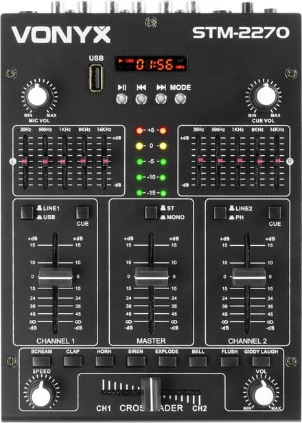 SkyTec STM2270 4-Kanaals Mixer Geluidseffecten SD/USB/MP3/BT