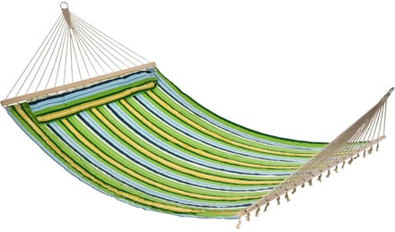 Hangmat - 2 Persoons - Met Spreidstok - Met Kussen - Groen - Blauw