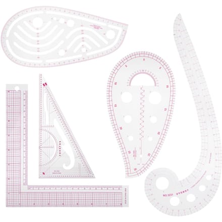 5 pièces Règle de couture Multifonction Forme courbe Gradation Tailleur Fabrication de vêtements Outils white