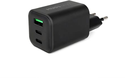 Musthavz 3 Port PD Nano Charger 2xUSB-C/USB-A 65W, black