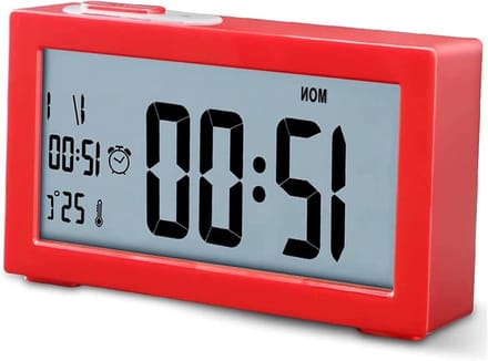 Digitale Wekker - Bureau Klok - Wakker Worden - Groot Display - 2500 Gram - Rood