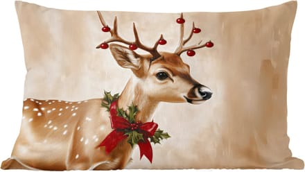 Sierkussens - Kussentjes Woonkamer - 60x40 cm - Gewei - Kerst - Rendier - Rood