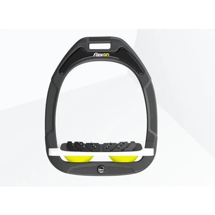 Schuin Ultra Grip Stijgbeugels Antraciet/Wit/Geel Flex-On Green Composite