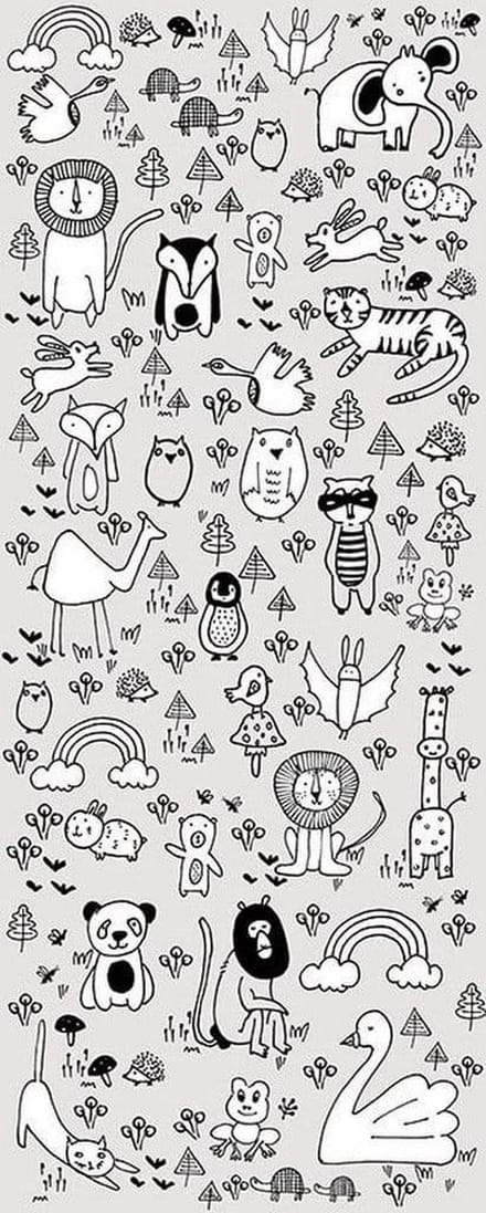 Fotobehang - Scribble Park 100x250cm - Vliesbehang