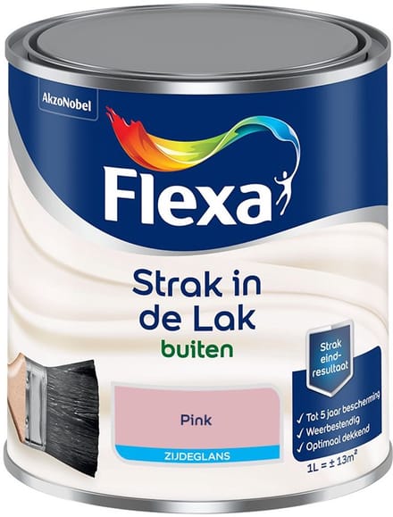 Flexa - Strak In De Lak Buitenlak Zijdeglans - Pink - Mengverf - 1 L