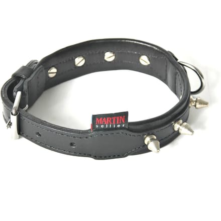 Hondenhalsband van leren rundleer met studs Martin Sellier