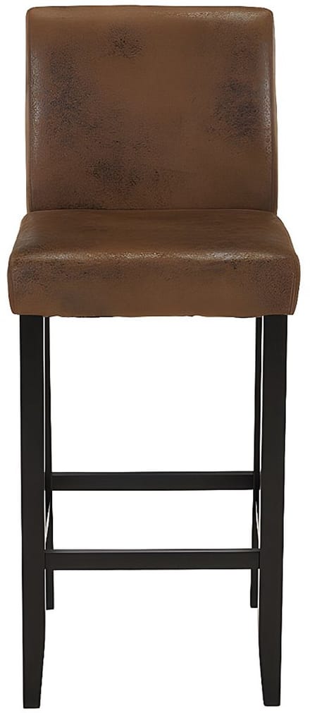 Vente-unique Set van 2 barkrukken SANTOS - Microvezel leerlook - Donkere houten poten