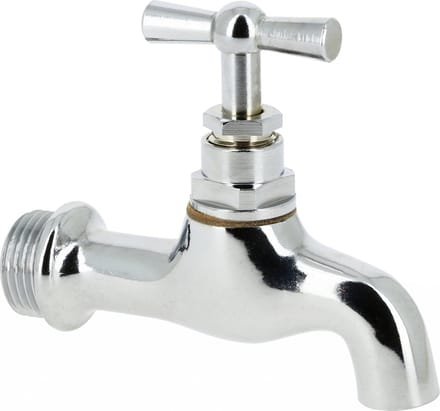 Sanitaire - messing - verchroomde-  tapkraan - 1 -2" - bu.dr. - met gladde uitloop