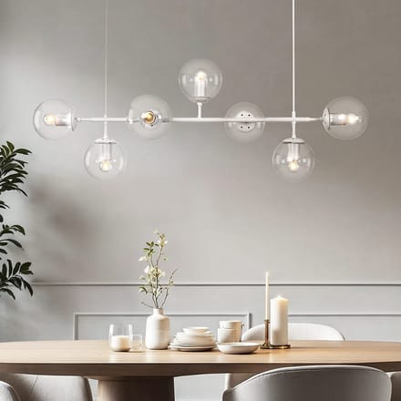 LumenXL LumenXL Design hanglamp 7-lichts Hepta wit - transparant glas