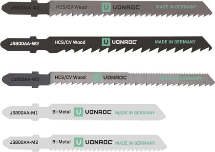 VONROC Decoupeerzaagbladen – T-schacht – 5 stuks – hout & metaal – Made in Germany
