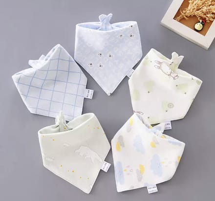 IL BAMBINI - Set van 5 Bandana slabbetjes voor Baby - Lichtblauw