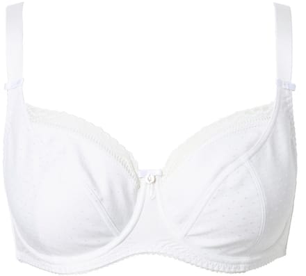 Ulla Popken - Dames - Beugelbeha jacquard kanten rand - Off-white - Maat 105G