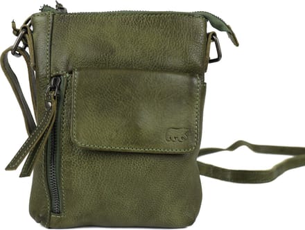 Bear Design Davide Kleine Leren Crossbodytas / Schoudertas Dames - Leer - Groen