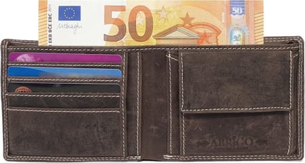 Portemonnee Heren • Portefeuille Heren • RFID • Leer • Buffelleer • Donkerbruin