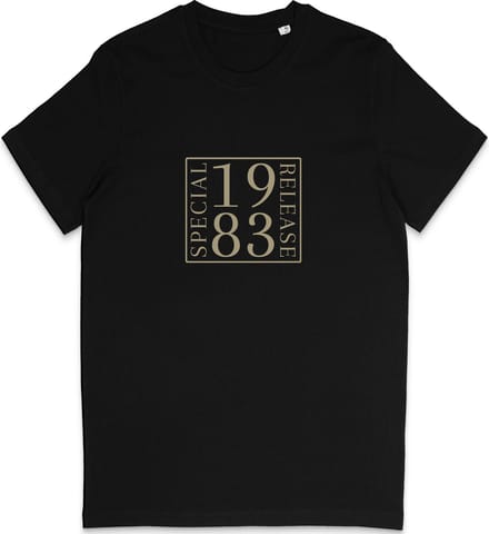 1983 Geboortejaar T Shirt Heren Dames - Zwart - Maat M
