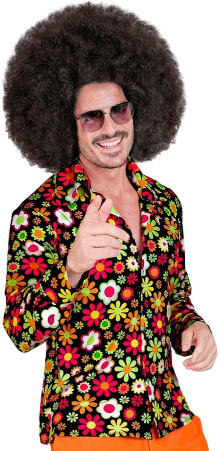 Jaren 70 shirt flowers heren