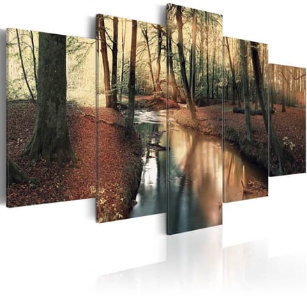 Schilderij - Herfst bos , 5 luik